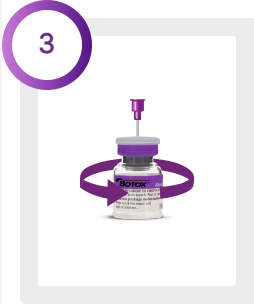 Injektionsflaska med ett animerat rotationstecken